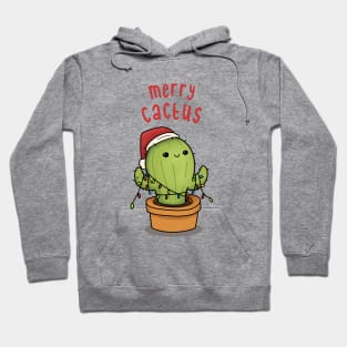 Merry Cactus Christmas Cactus in Santa Hat Hoodie